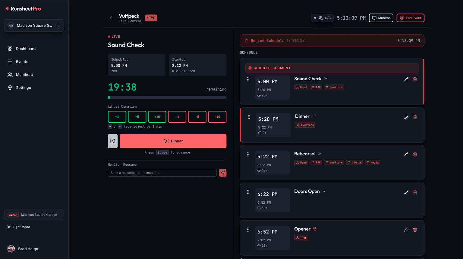 runsheetpro-control-screenshot